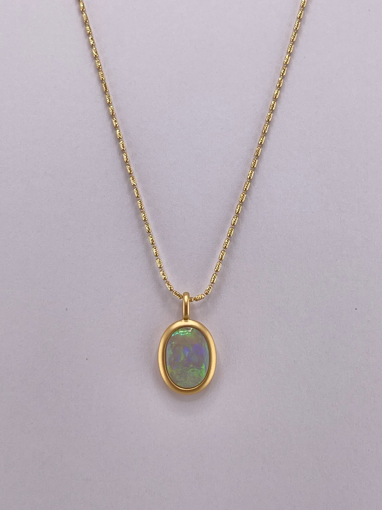 18k Australian Black Solid Opal Necklace