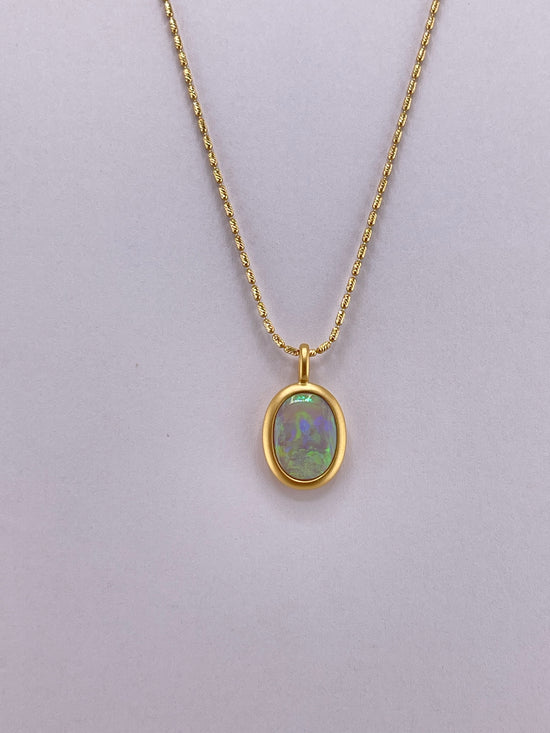 18k Australian Black Solid Opal Necklace