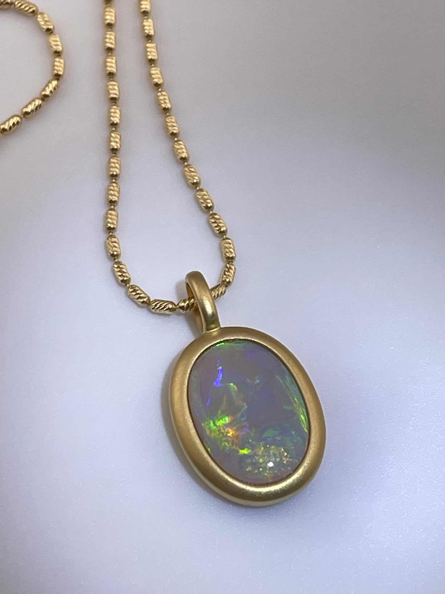 18k Australian Black Solid Opal Necklace