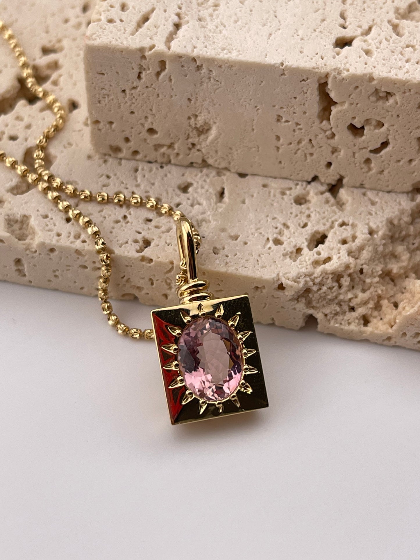 18k Morganite Sun Necklace