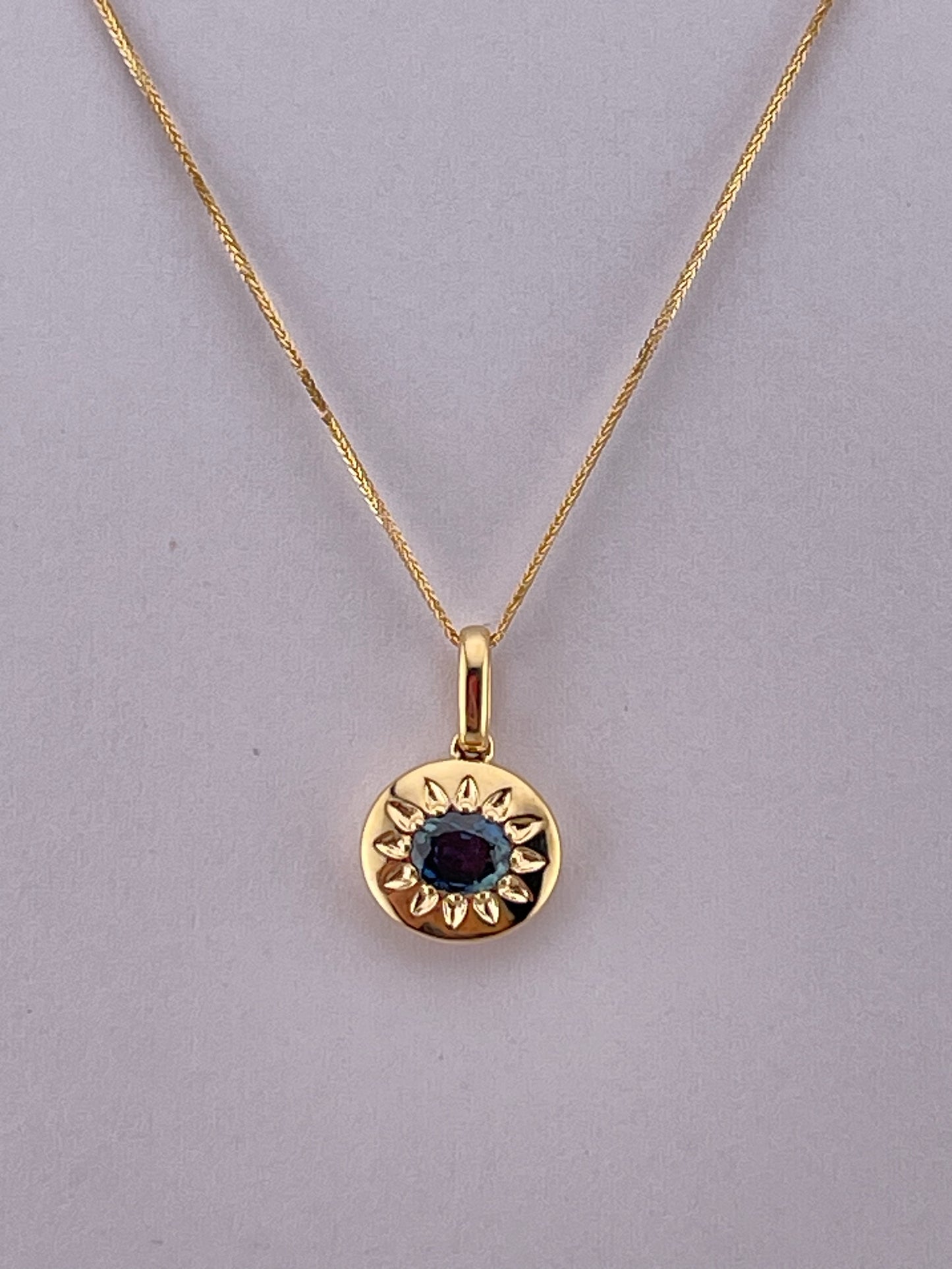 18k Sapphire Sun Necklace