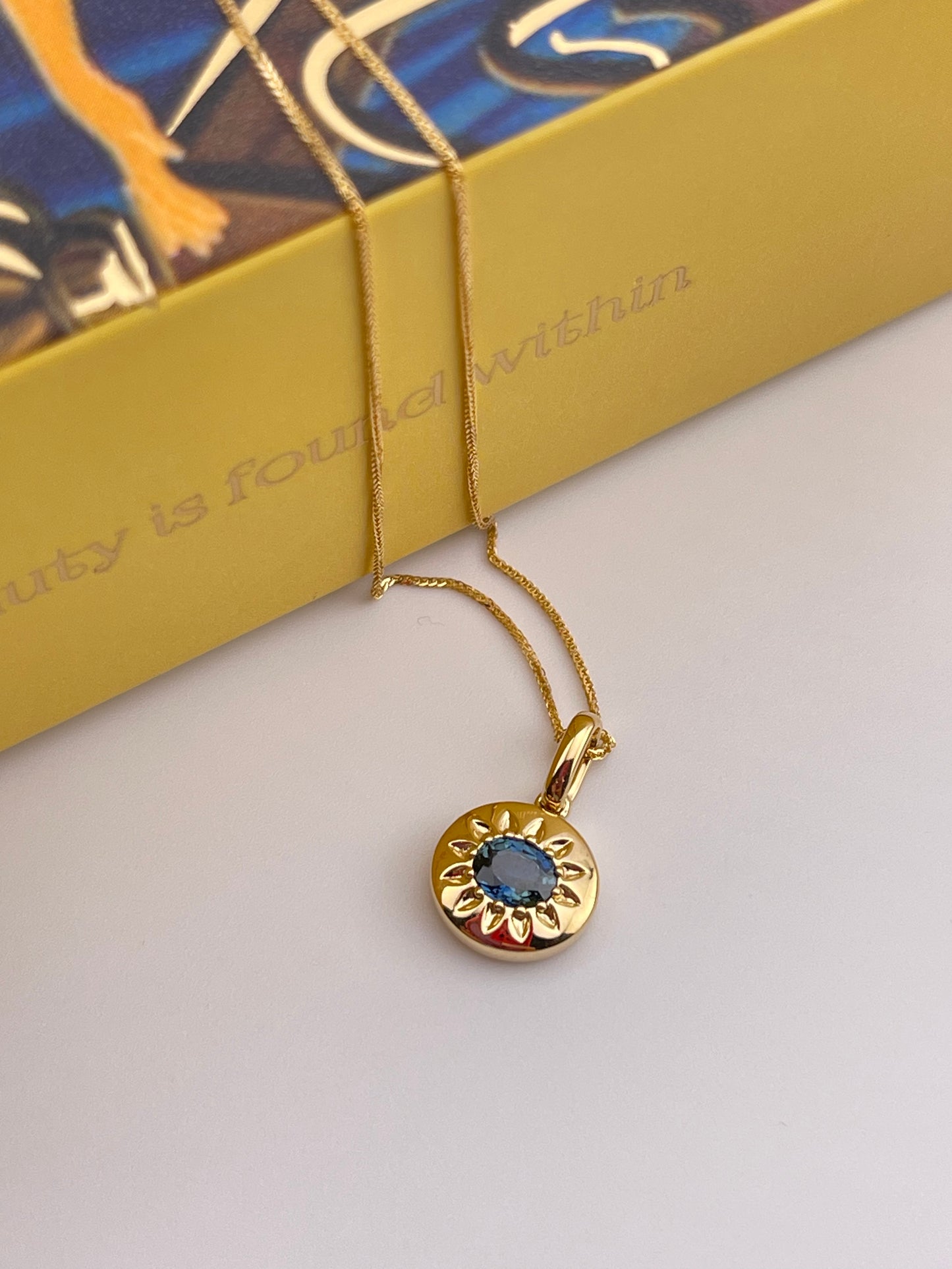 18k Sapphire Sun Necklace