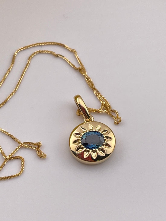 18k Sapphire Sun Necklace