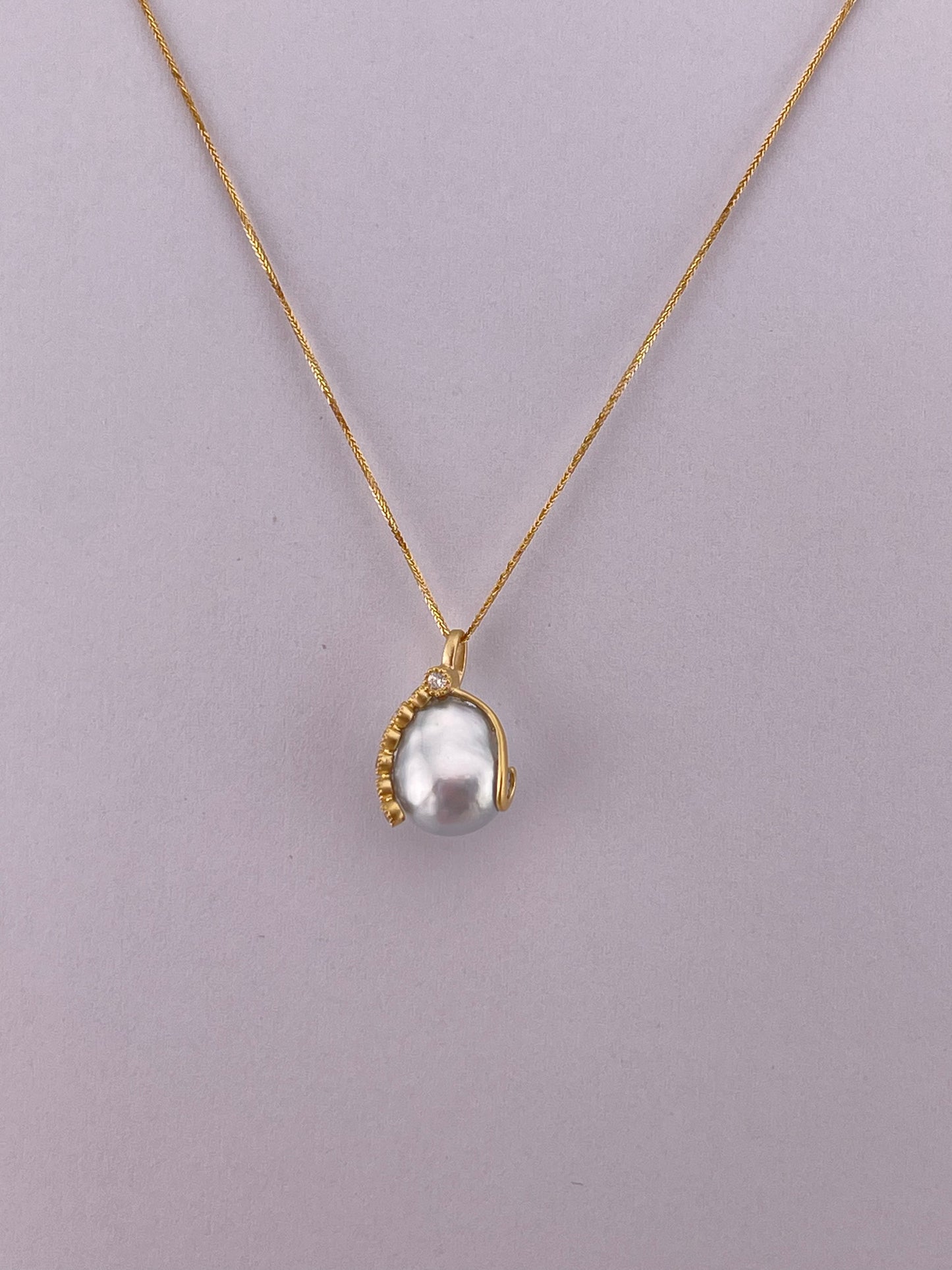 18k Moon Crescent Pearl Necklace