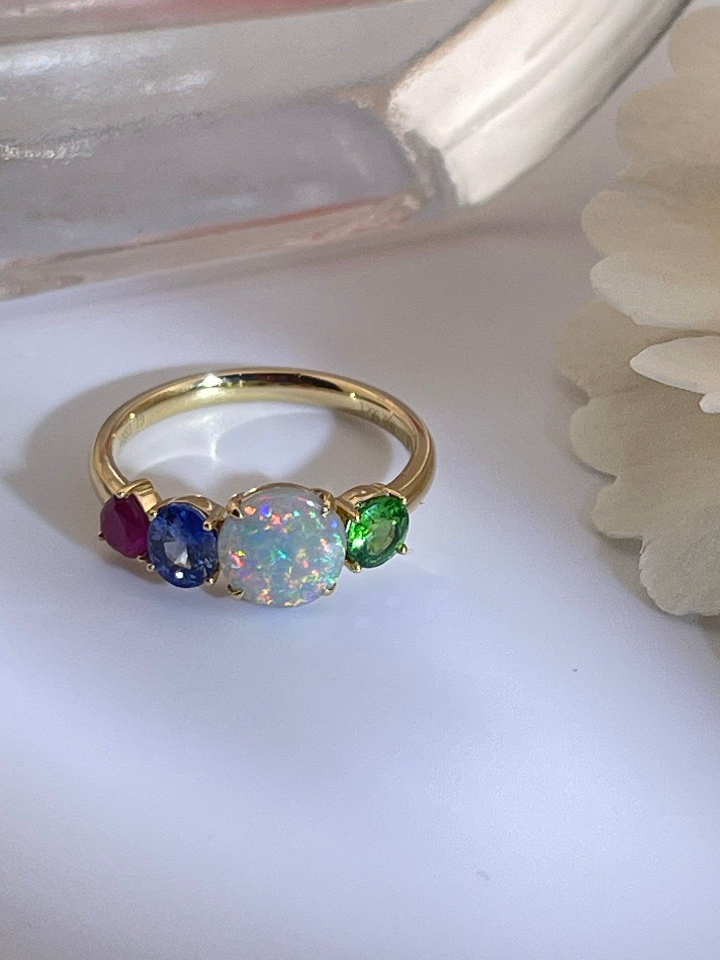 18k Black Opal Ruby Splice Ring