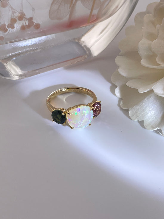 18k Black Opal Tourmaline Splice Ring